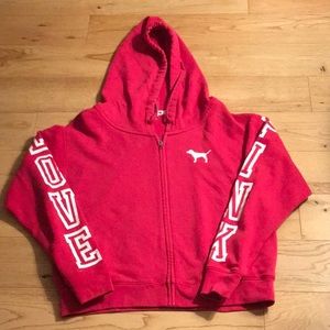 LOVE PINK red zip from sweatshirt